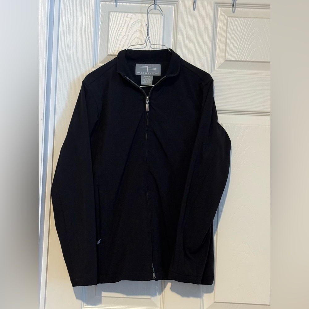 Page & Tuttle Women's Lined Jacket Coat Black Size Small EUC Dual Zip Up Zipper